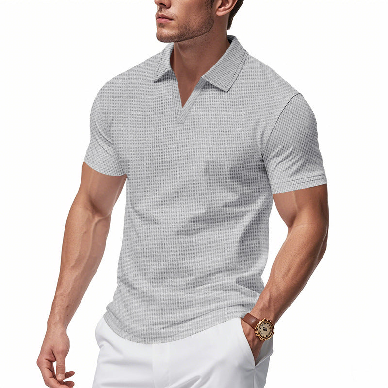 Men's Sports Polo Shirt, V-Neck, Short Sleeve, Lapel, for Men