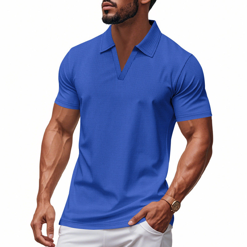 Men's Sports Polo Shirt, V-Neck, Short Sleeve, Lapel, for Men