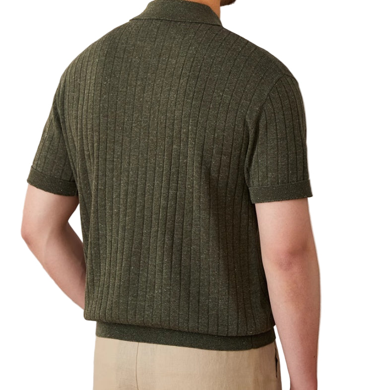 Linen-blend Zip Short-Sleeve Shirt