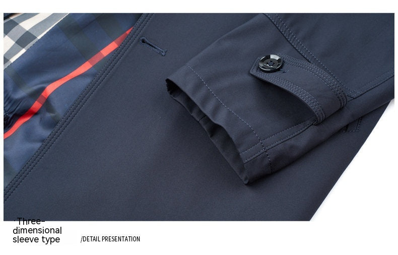 Men’s Double-Breasted Long Trench Coat