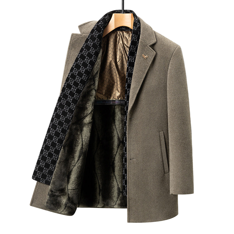 Men’s Woolen Gold Mink Velvet Coat