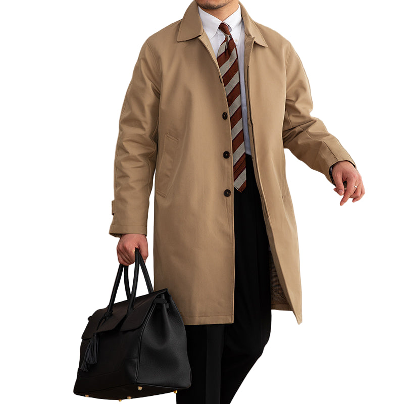 Men’s Single-Breasted Mid-Length Trench Coat