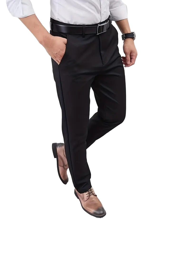 Slim-fit straight-leg business trousers