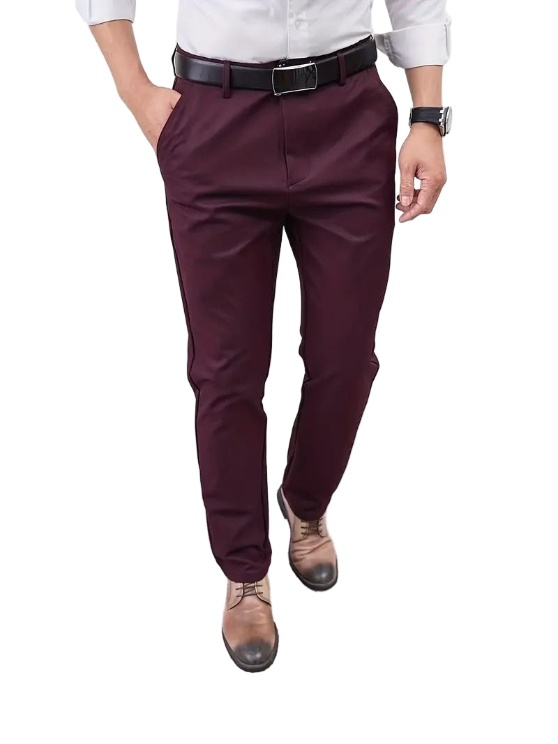 Slim-fit straight-leg business trousers