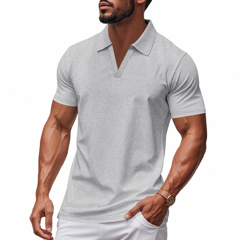 Men's Sports Polo Shirt, V-Neck, Short Sleeve, Lapel, for Men