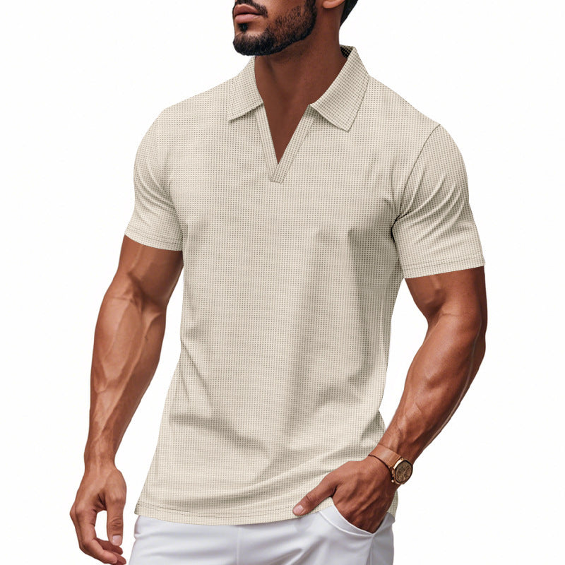 Men's Sports Polo Shirt, V-Neck, Short Sleeve, Lapel, for Men