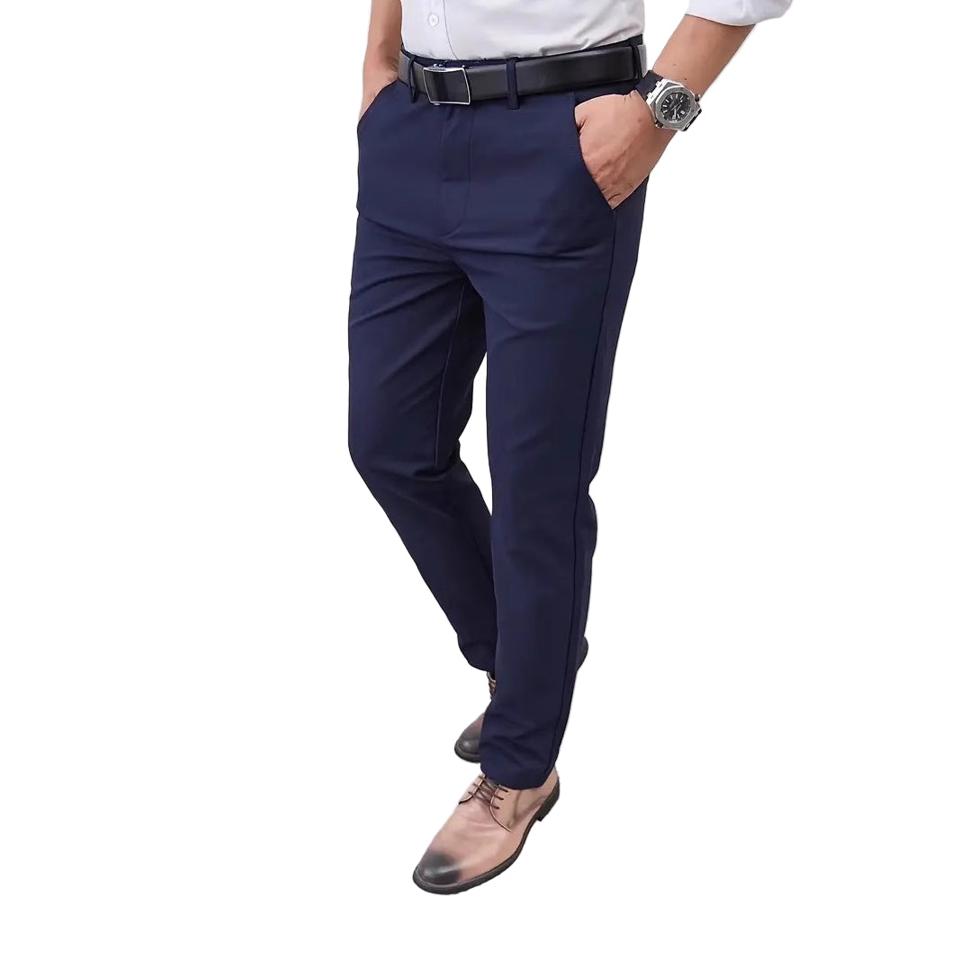 Slim-fit straight-leg business trousers