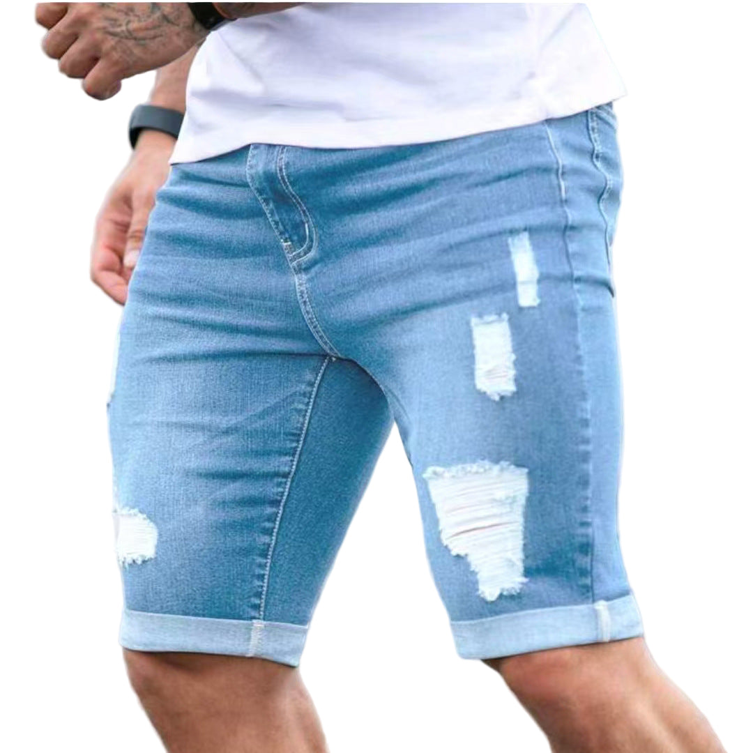 Distressed Blue Denim Shorts