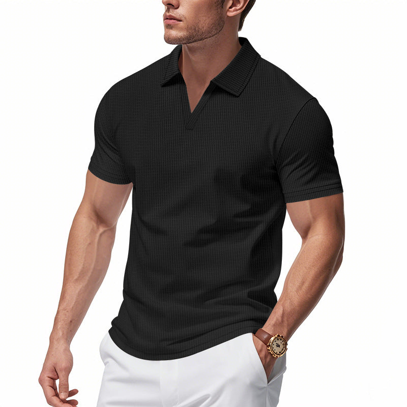Men's Sports Polo Shirt, V-Neck, Short Sleeve, Lapel, for Men
