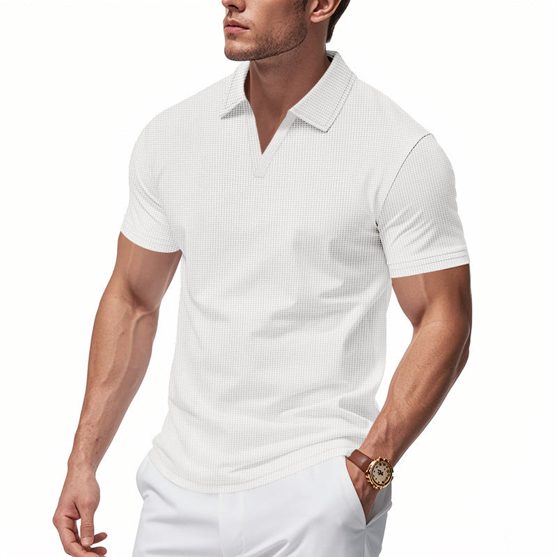 Men's Sports Polo Shirt, V-Neck, Short Sleeve, Lapel, for Men