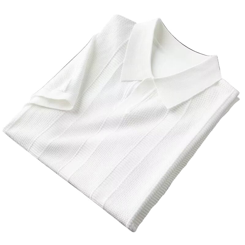Slim Hollow Knitted Business Casual Men's Lapel T-shirt