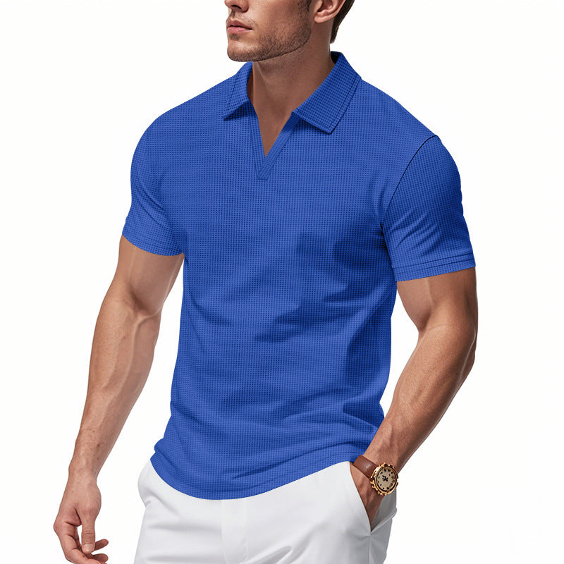Men's Sports Polo Shirt, V-Neck, Short Sleeve, Lapel, for Men