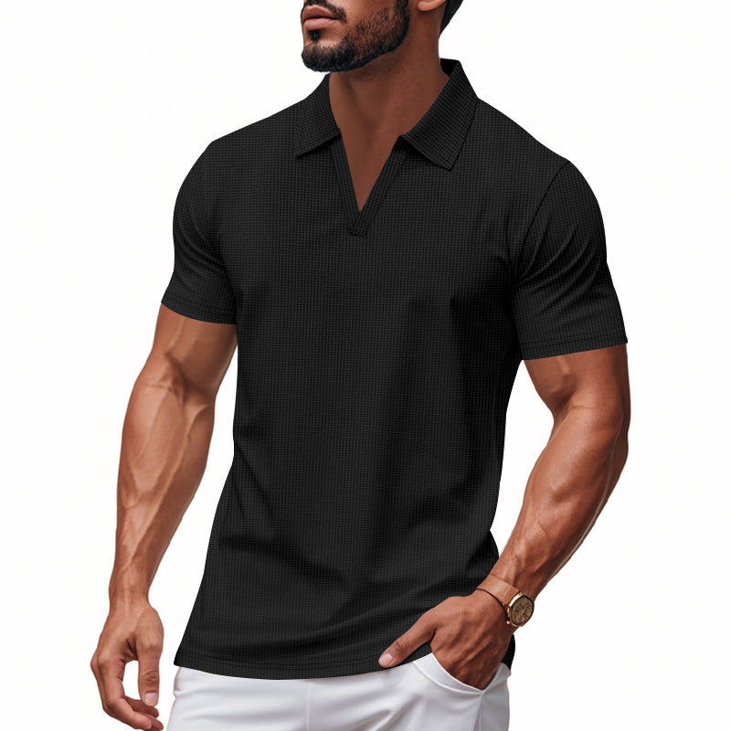 Men's Sports Polo Shirt, V-Neck, Short Sleeve, Lapel, for Men