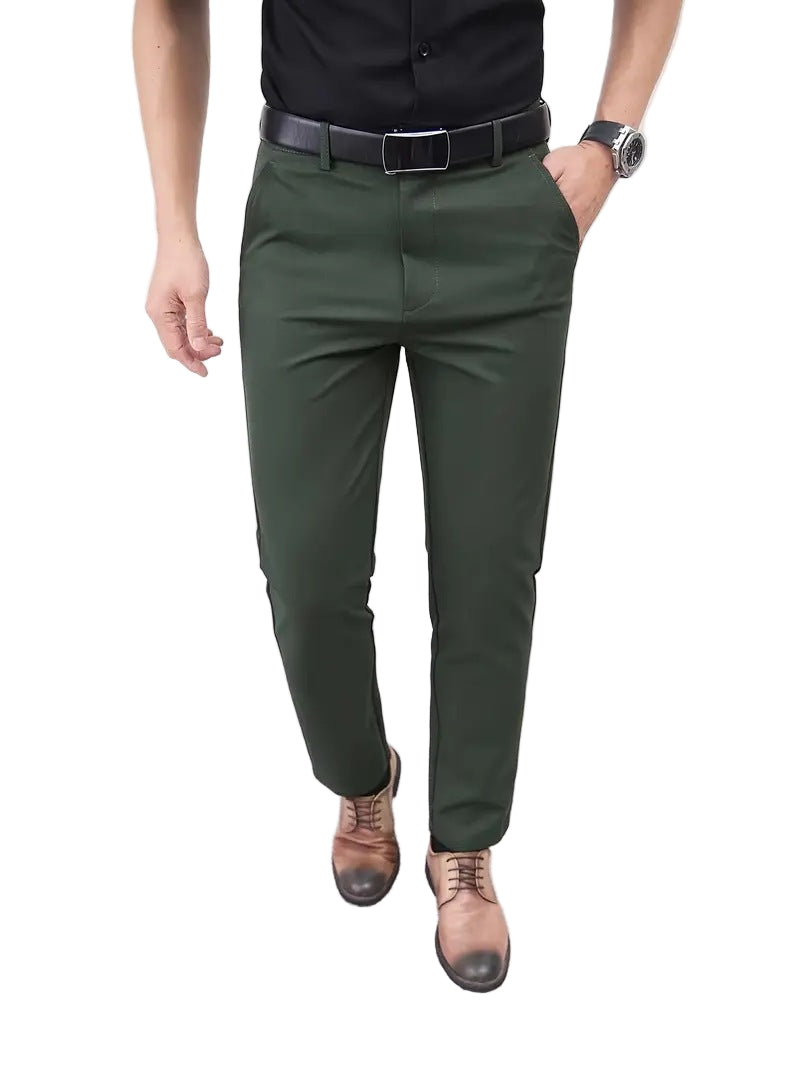 Slim-fit straight-leg business trousers