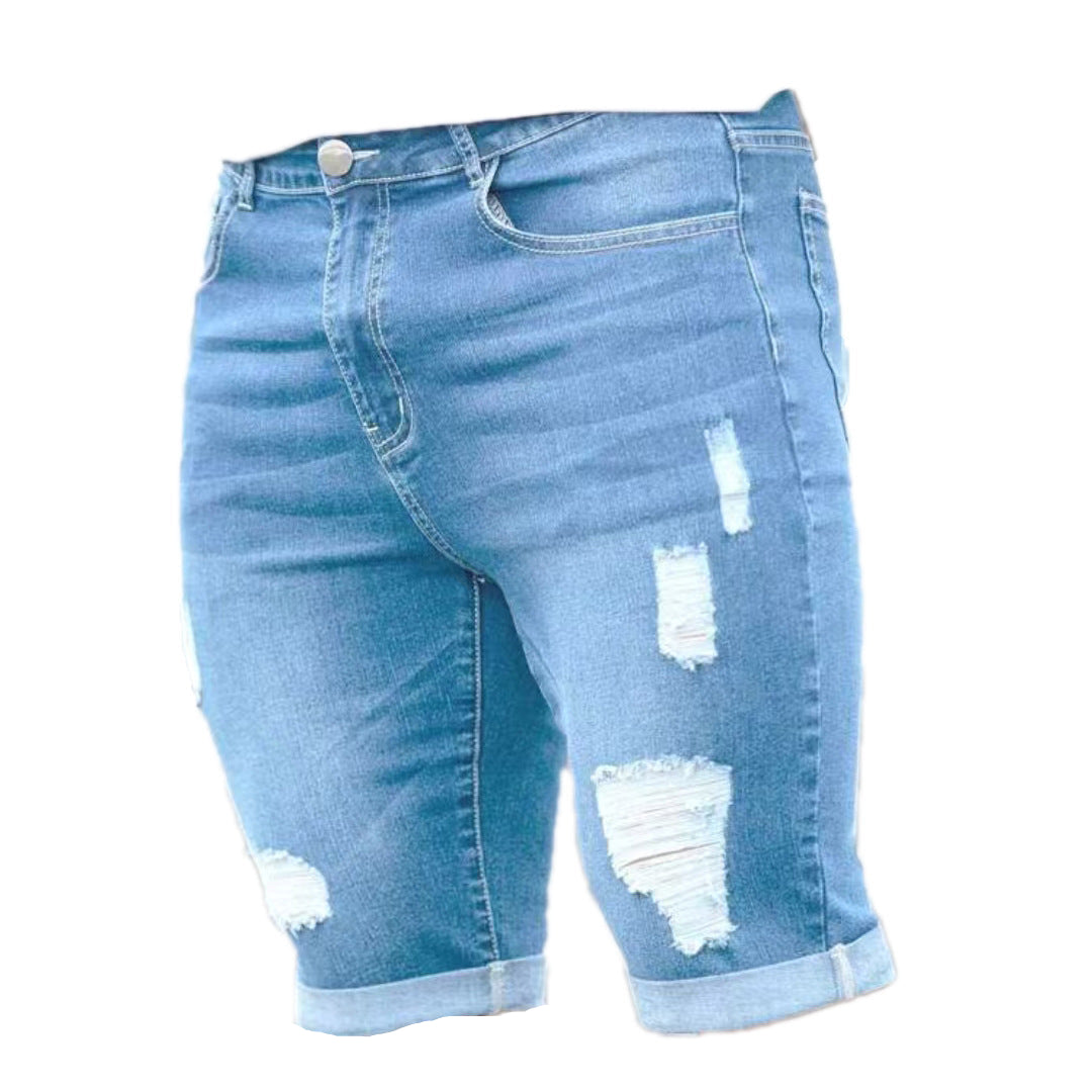 Distressed Blue Denim Shorts