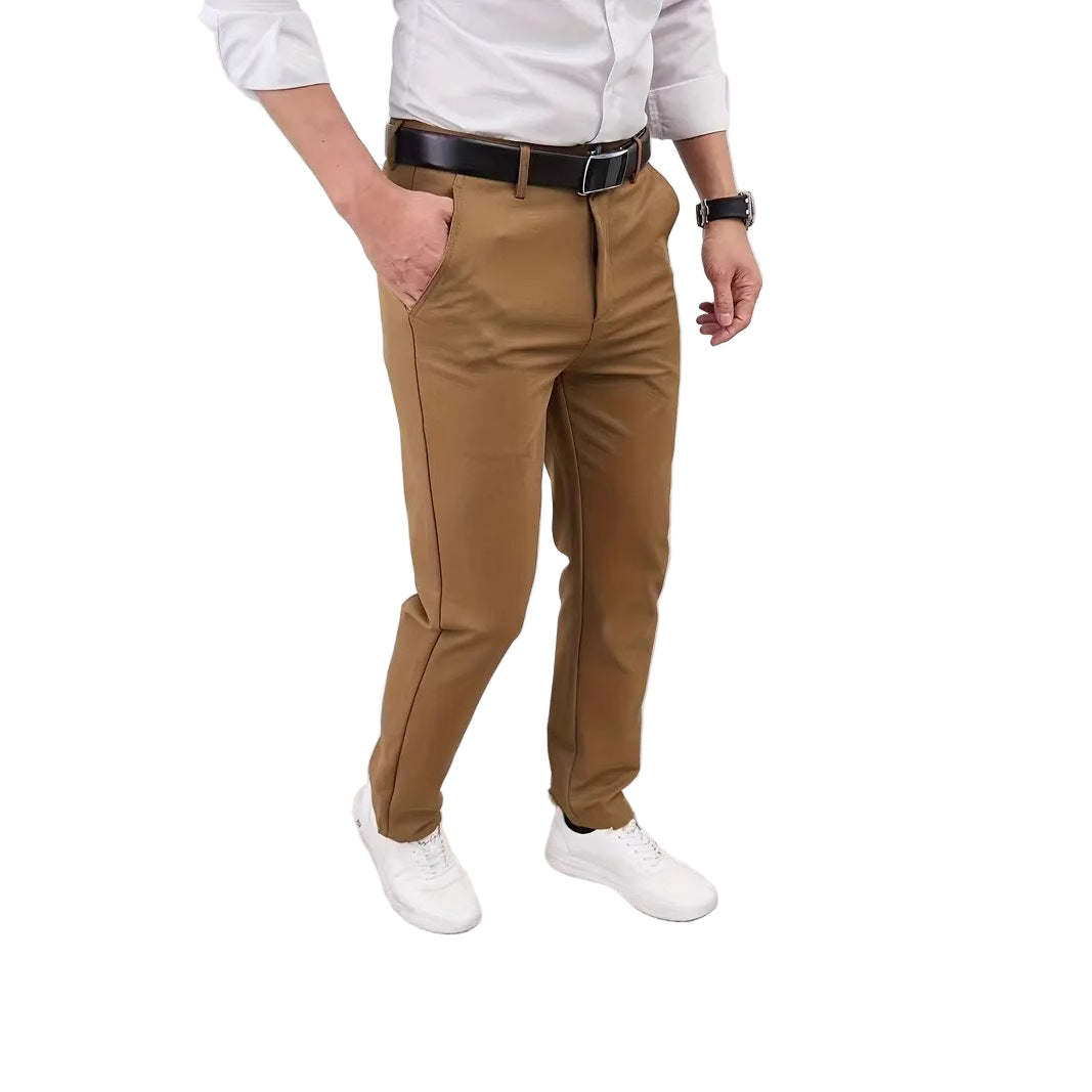 Slim-fit straight-leg business trousers