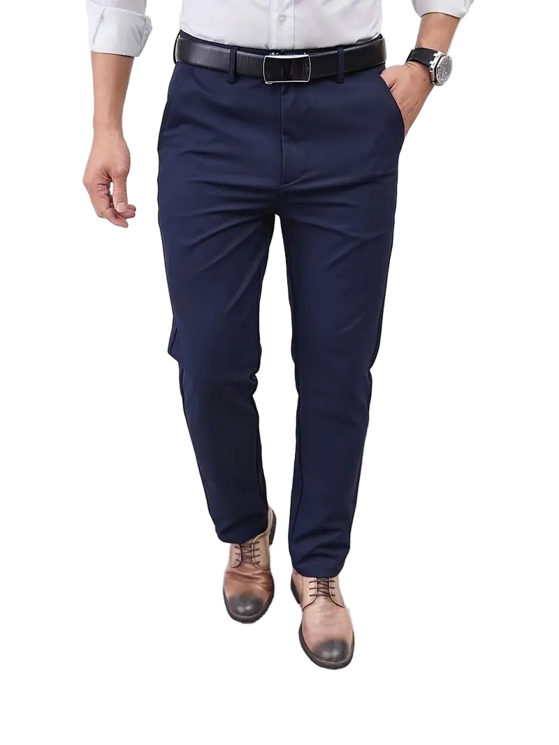 Slim-fit straight-leg business trousers