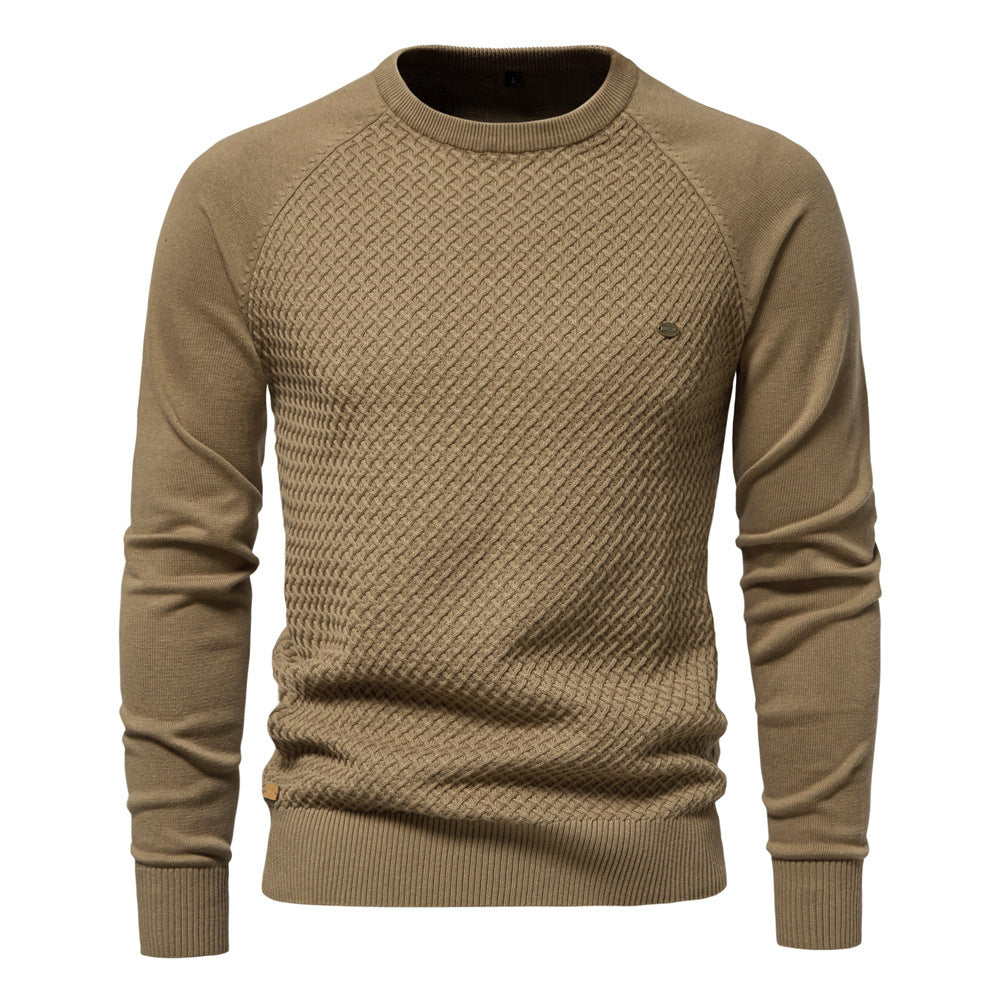 Autumn And Winter Cotton Men's Sweater Pullover Solid Color Raglan Sleeve Sweater