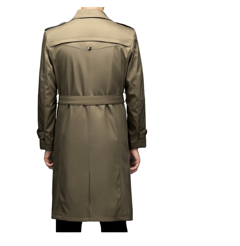 Men’s Double-Breasted Long Trench Coat