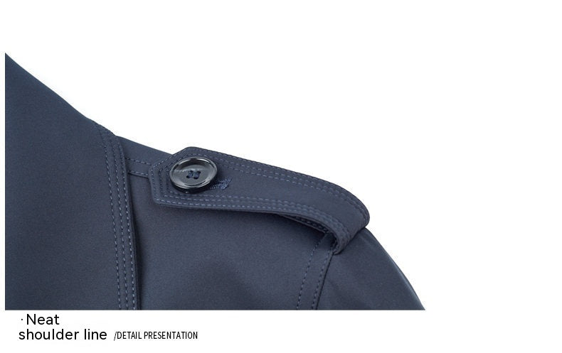 Men’s Double-Breasted Long Trench Coat