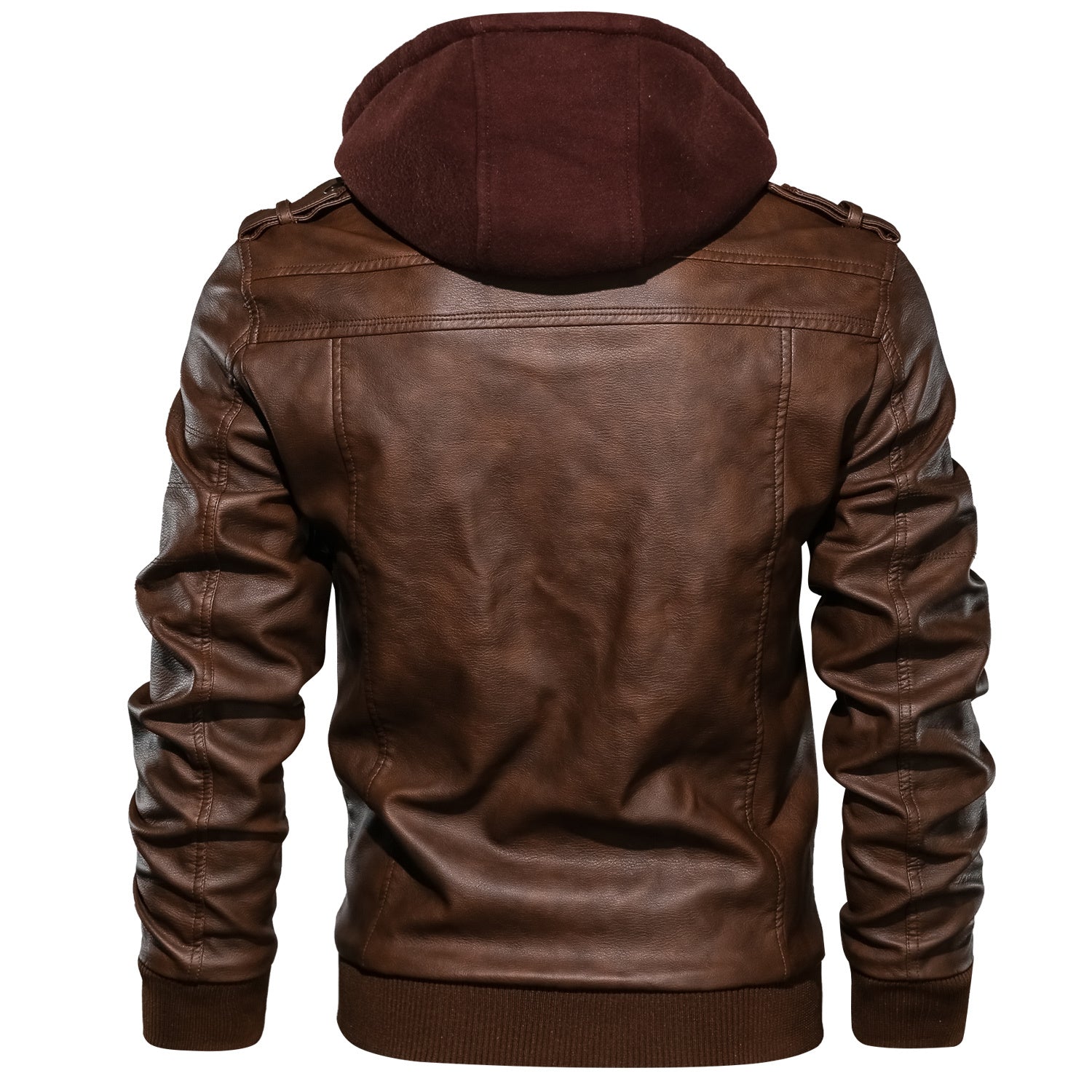 Men’s Faux Leather Slim Jacket – Lapel Zip-Up