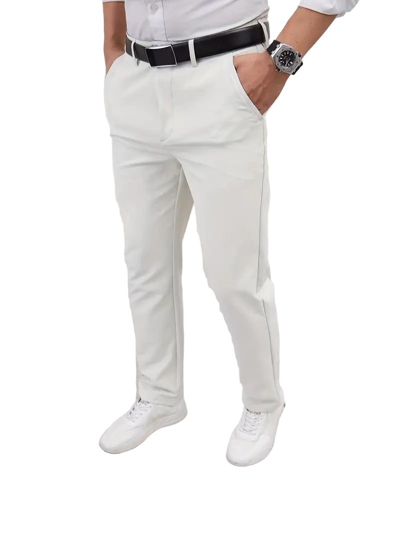 Slim-fit straight-leg business trousers