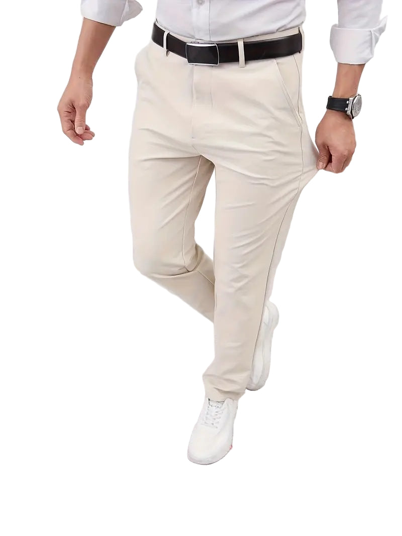 Slim-fit straight-leg business trousers