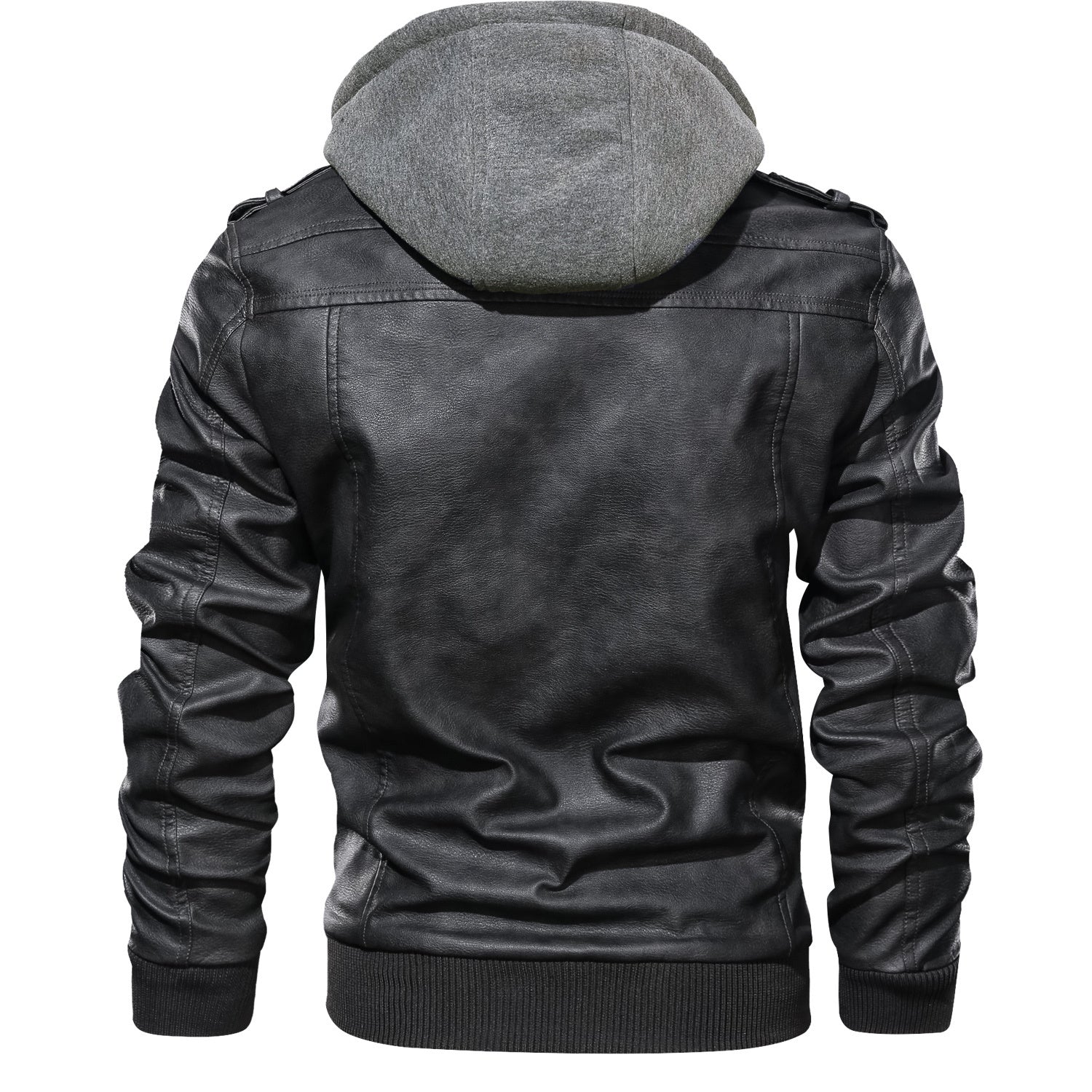 Men’s Faux Leather Slim Jacket – Lapel Zip-Up
