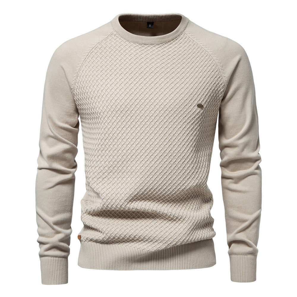 Autumn And Winter Cotton Men's Sweater Pullover Solid Color Raglan Sleeve Sweater