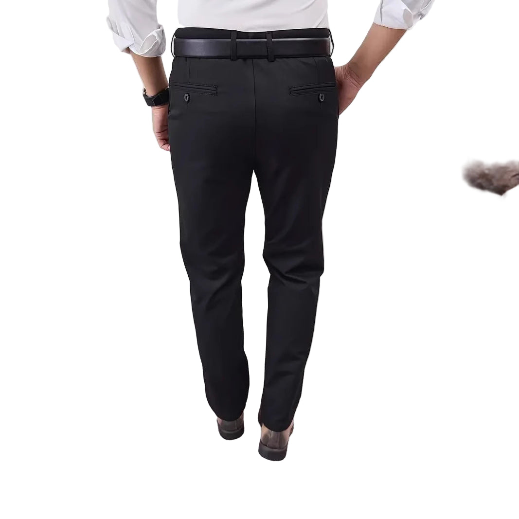 Slim-fit straight-leg business trousers