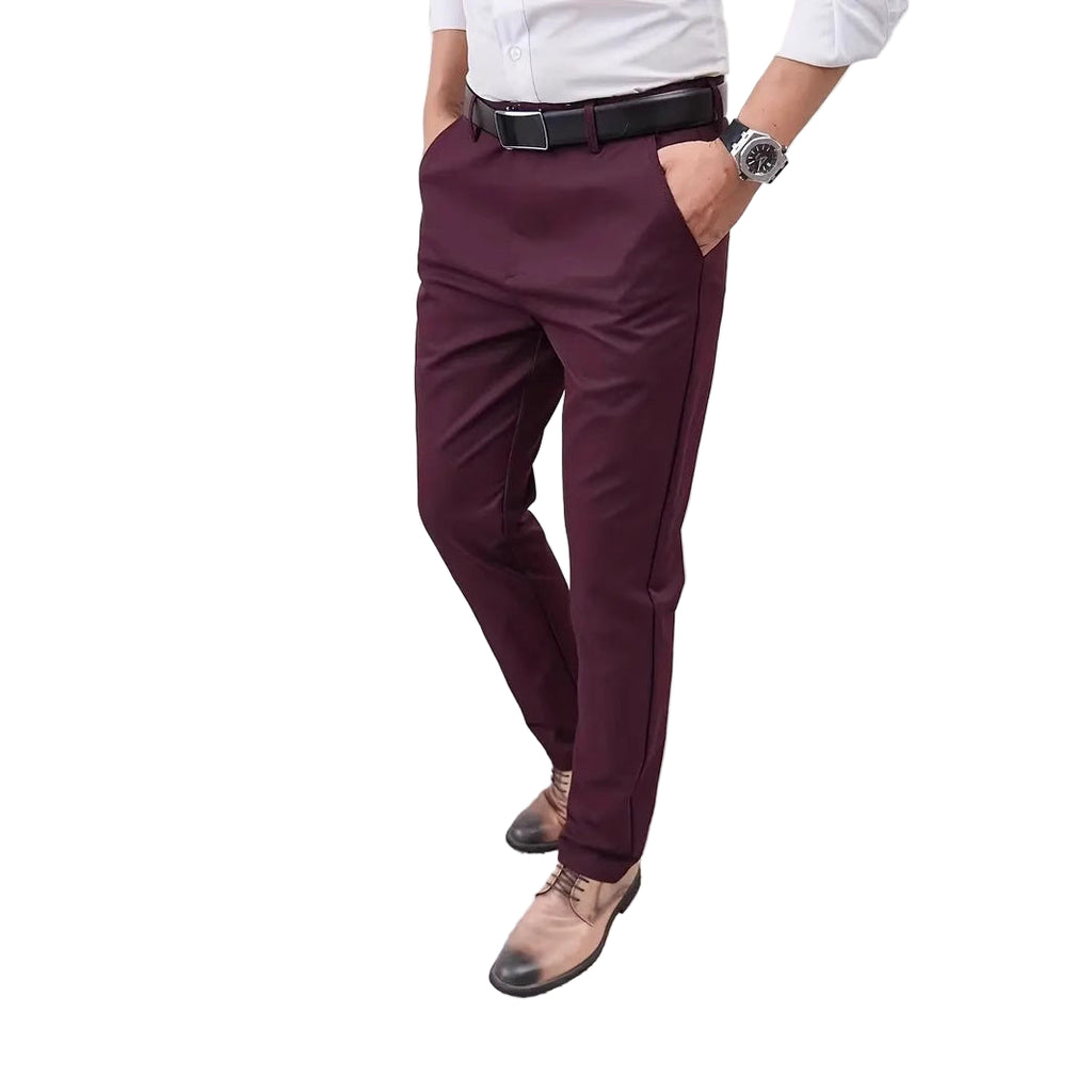 Slim-fit straight-leg business trousers