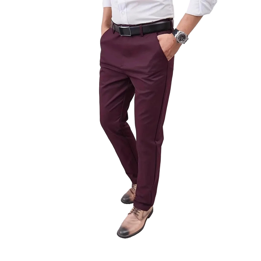 Slim-fit straight-leg business trousers