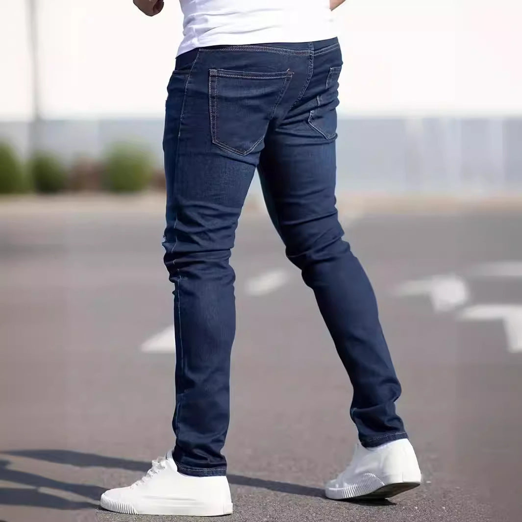 Men's European Fashionable Worn Slim Casual Jeans