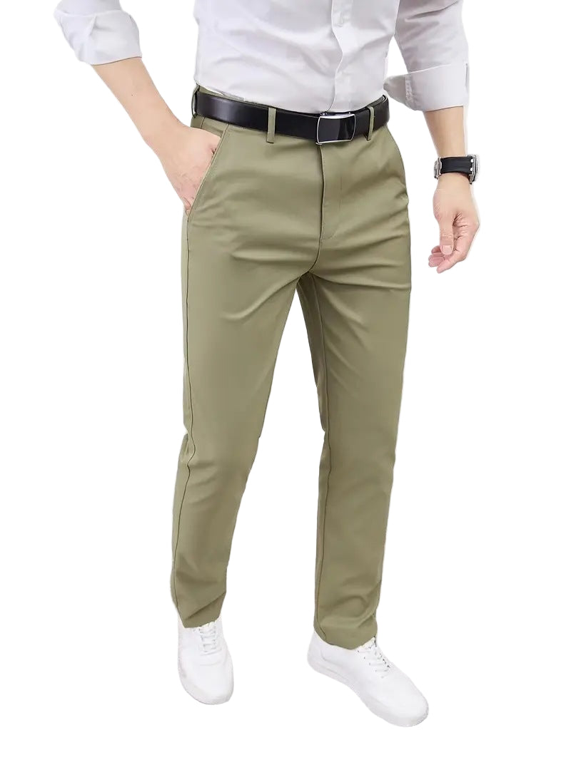 Slim-fit straight-leg business trousers