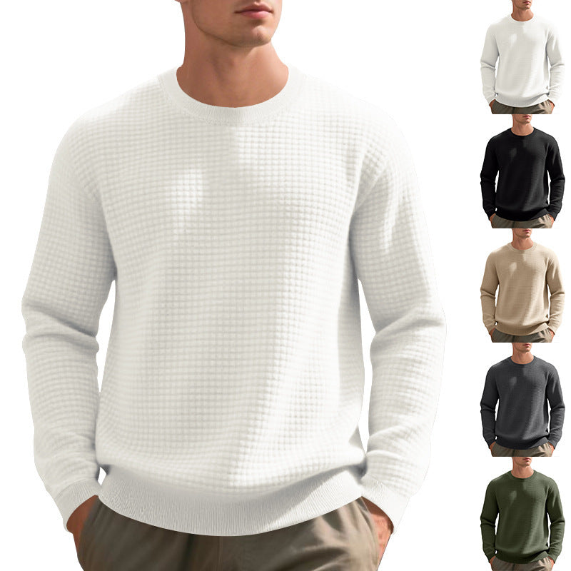Jacquard sports sweater with round neck and long sleeves