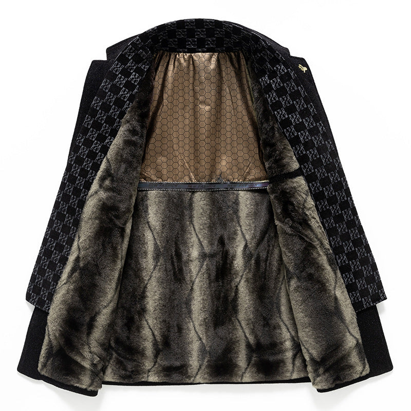 Men’s Woolen Gold Mink Velvet Coat