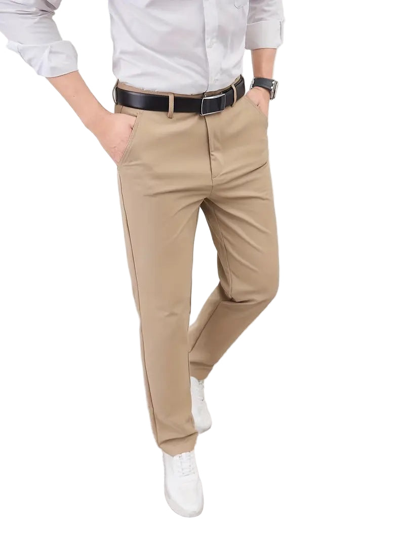 Slim-fit straight-leg business trousers