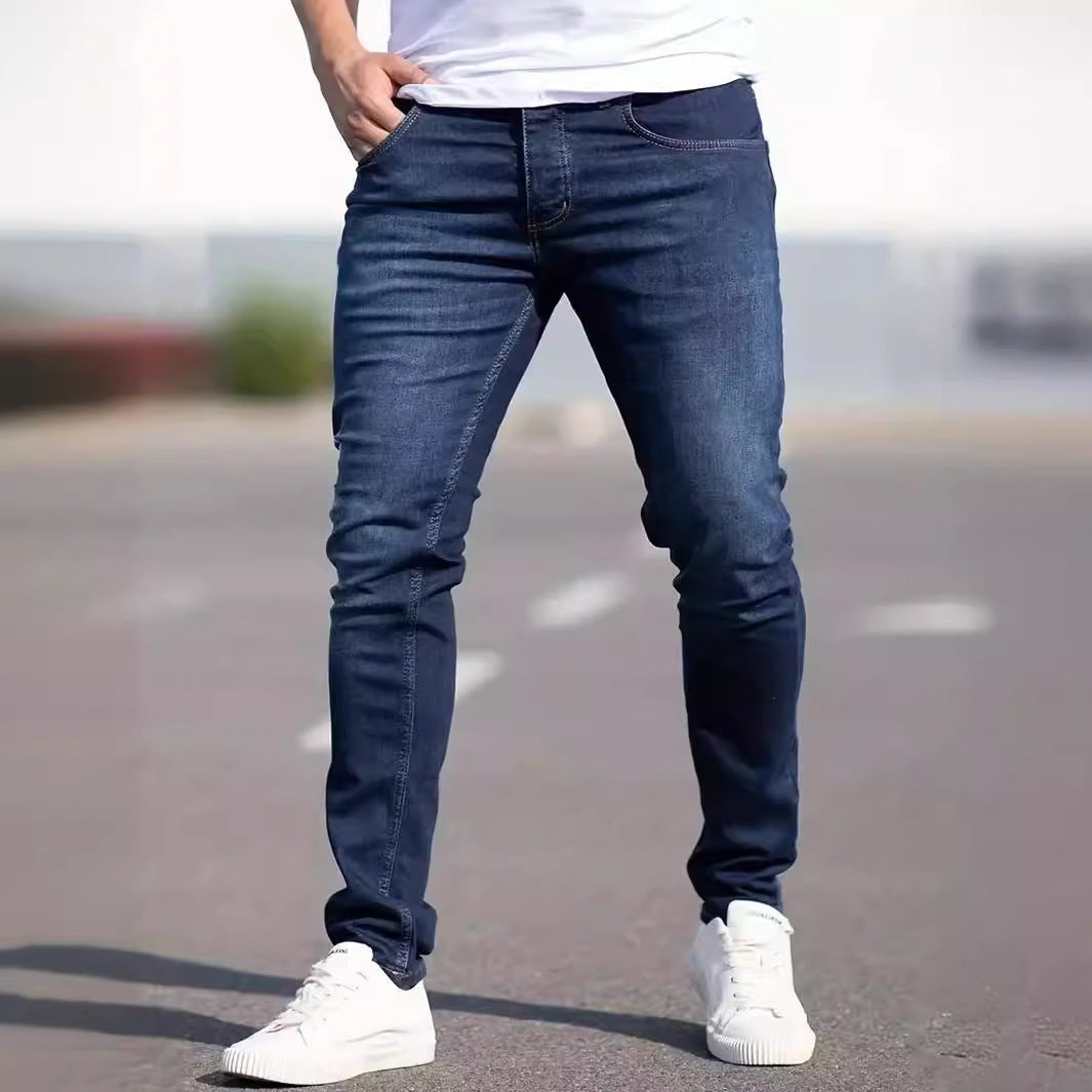 Men's European Fashionable Worn Slim Casual Jeans