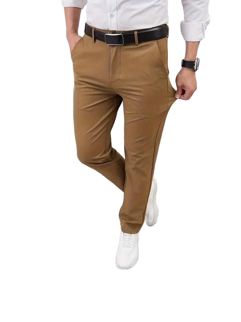 Slim-fit straight-leg business trousers
