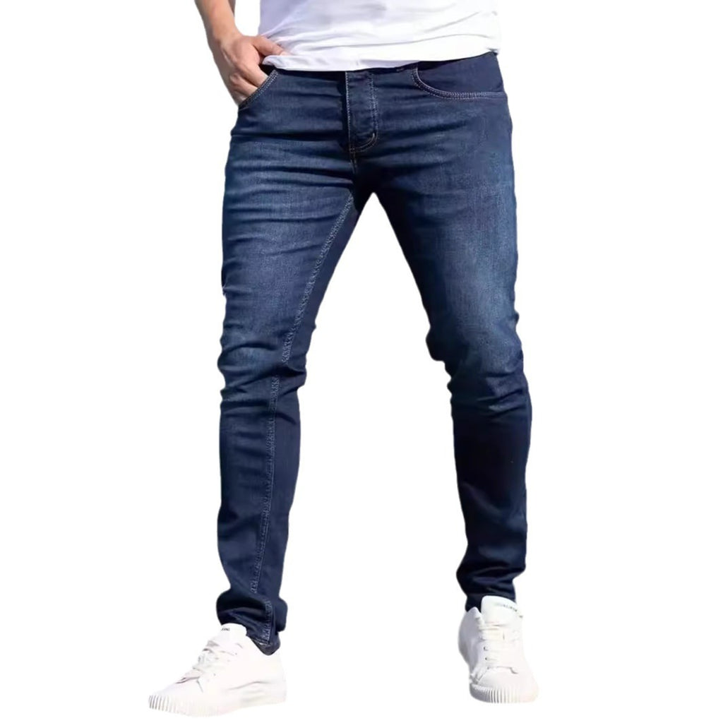 Men's European Fashionable Worn Slim Casual Jeans