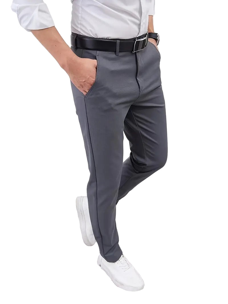 Slim-fit straight-leg business trousers