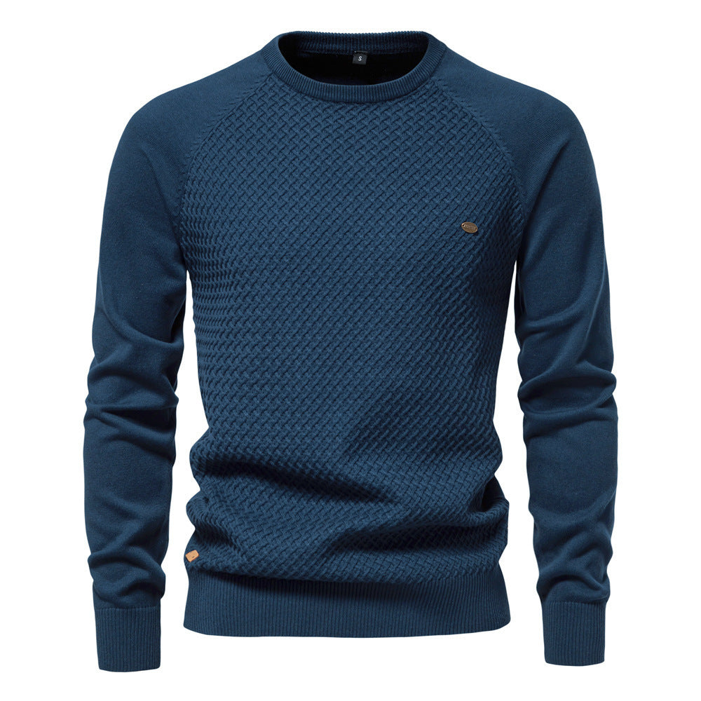 Autumn And Winter Cotton Men's Sweater Pullover Solid Color Raglan Sleeve Sweater