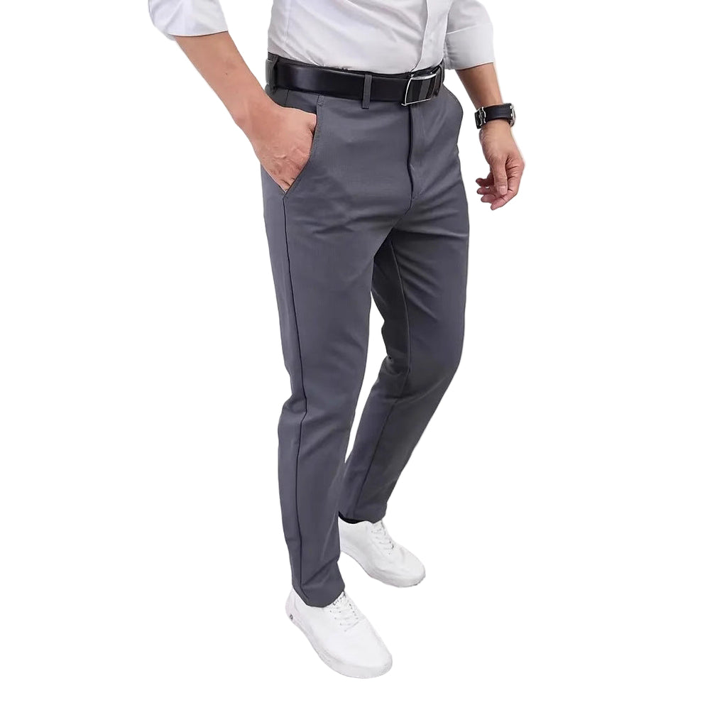 Slim-fit straight-leg business trousers